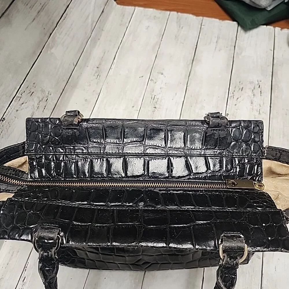 KATE SPADE New York Ridgely Ave Becky Satchel Croc Embossed Leather Black Bag